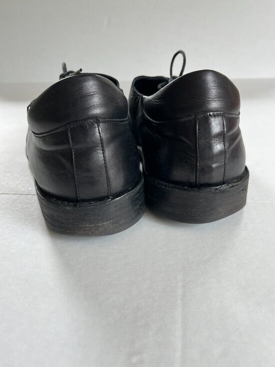 Emporio Armani Sz 11 USA Black Nappa Goat Leather Lace Ups Derby Shoes
